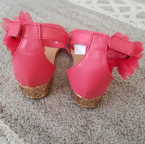 Gymboree Flower Glitter Wedge Sandals Size 1 - Picture 8 of 8